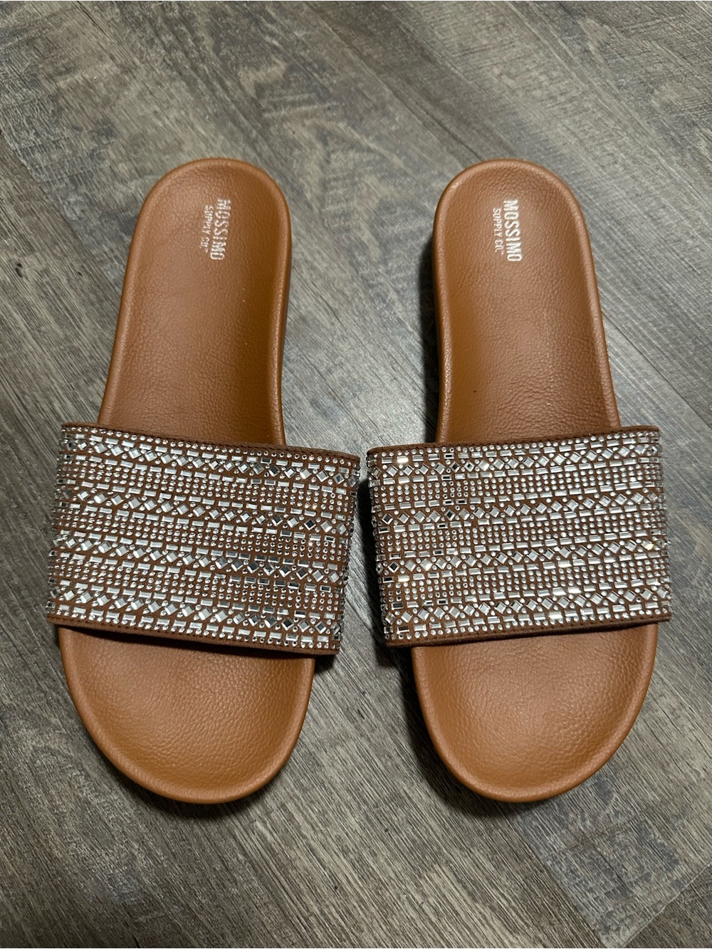 Mossimo Supply Co. Brown Jeweled Slide Sandals